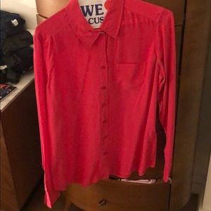 Hot pink button down Equipment blouse